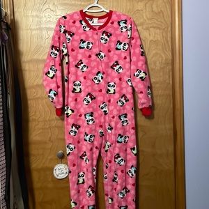 Girls fleece onesie footie pj’s size 14/16